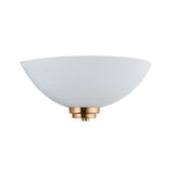 Wall light with an aged brass finish complete with a white painted glass shade. (0711WEL112439)