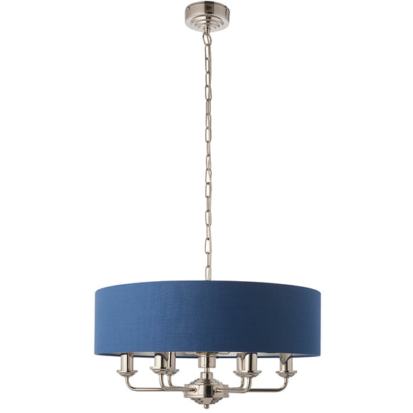 Highclere - Sophisticated Statement 6 Light Pendant Midnight Blue Shade  (071194416)