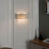 1 Light Wall Light with Silver Grey Shade and Facetted Glass Crystals (0711MAL94372)