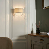 1 Light Wall Light with Silver Grey Shade and Facetted Glass Crystals (0711MAL94372)