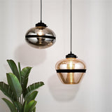 Ceiling Pendant - Black Metal & Champagne Glass (0483MER81311CP)