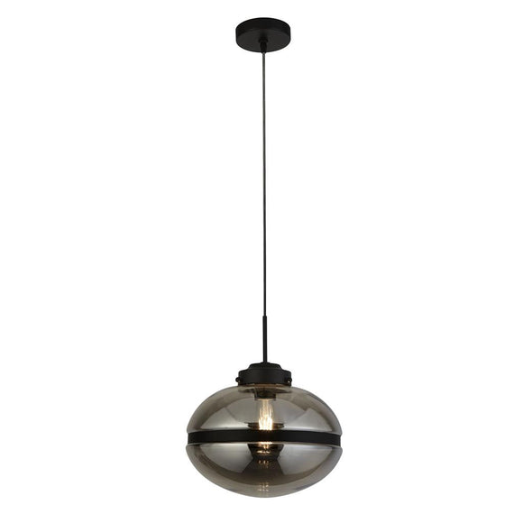 Ceiling Pendant - Black Metal & Smoked Glass (0483MER81311SM)