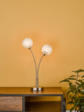 2 Light Table Lamp in Satin Nickel and Frosted Glass (0183AVA4246)