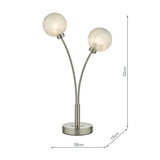 2 Light Table Lamp in Satin Nickel and Frosted Glass (0183AVA4246)