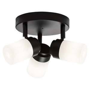 3 Light Bathroom Spotlight Frosted Glass and Matt Black IP44 (1435BA02P3MB)