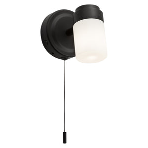 1 Light Bathroom switched wall light Frosted Glass and Matt Black IP44 (1435BA02S1MB)