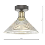 1 Light Flush in Antique Brass with Glass Shade (0183BOY0175)