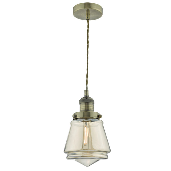 Pendant in Antique Brass & Champagne Glass (0183CUR0175)