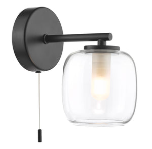 1 Light Bathroom Wall Light Matt Black Glass IP44 (0183EDA0722)