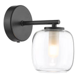 1 Light Bathroom Wall Light Matt Black Glass IP44 (0183EDA0722)