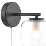 1 Light Bathroom Wall Light Matt Black Glass IP44 (0183EDA0722)