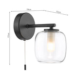 1 Light Bathroom Wall Light Matt Black Glass IP44 (0183EDA0722)