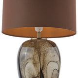 1 Light Table Lamp Brown Marble Effect and Antique Brass with Shade (0183EGA4229)