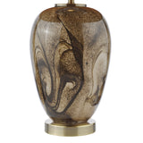 1 Light Table Lamp Brown Marble Effect and Antique Brass with Shade (0183EGA4229)