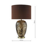 1 Light Table Lamp Brown Marble Effect and Antique Brass with Shade (0183EGA4229)