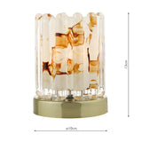 Touch Table Lamp Antique Brass With Ribbed Amber Glass (0183ELF4175)