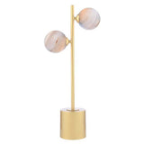 2 Light Table Lamp Matt Gold with Mix & Match Glass Options (0183SPI4235-F)