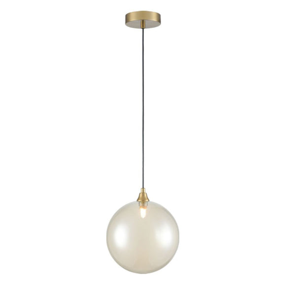 1 Light Single Pendant in Aged Brass with Amber Glass (0194GALPCH424370)