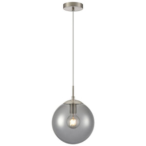 1 Light Single Pendant in Satin Nickel with Smoked Glass (0194GALPCH425373)