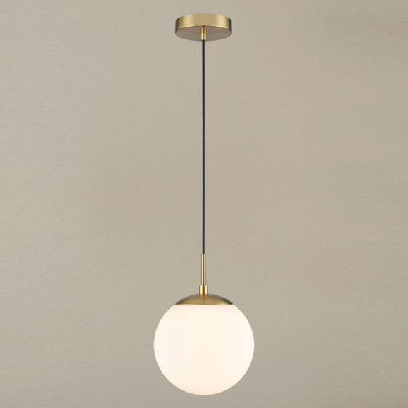 1 Light Single Pendant in Aged Brass with Matt Opal Glass (0194GALPCH426371)