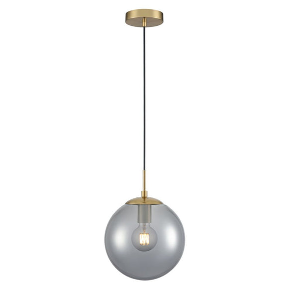 1 Light Single Pendant in Aged Brass with Smoked Glass (0194GALPCH426373)