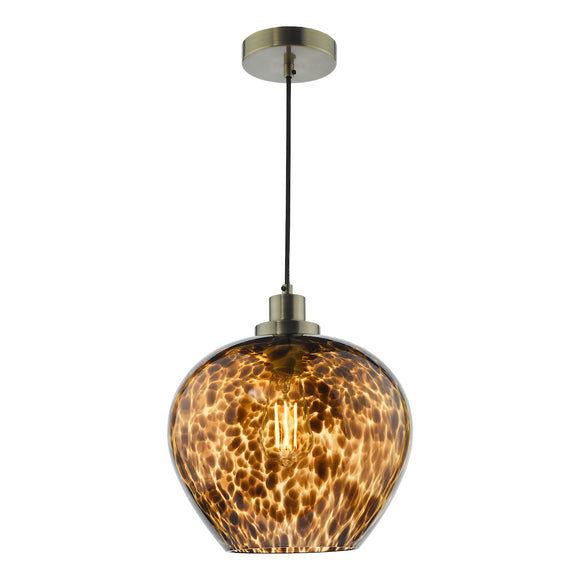 1 Light Pendant Tortoiseshell Glass and Antique Brass (0183LEA0106)