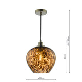 1 Light Pendant Tortoiseshell Glass and Antique Brass (0183LEA0106)