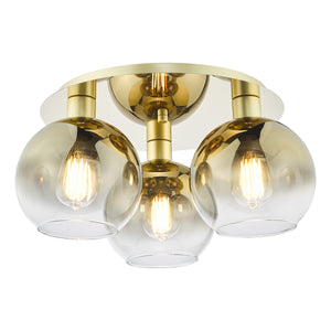 3 Light Flush Satin Gold and Gold Ombre Glass(0183LYC5335)