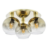 3 Light Flush Satin Gold and Gold Ombre Glass(0183LYC5335)