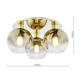 3 Light Flush Satin Gold and Gold Ombre Glass(0183LYC5335)