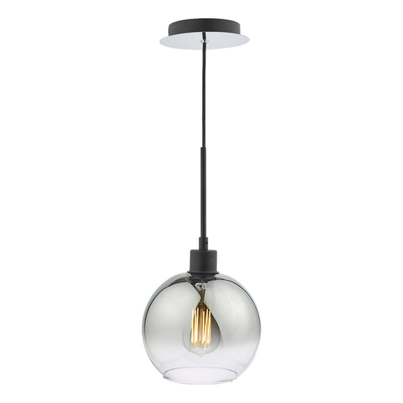 1 Light Pendant Matt Black Ombre Smoked Glass (0183LYC8622)