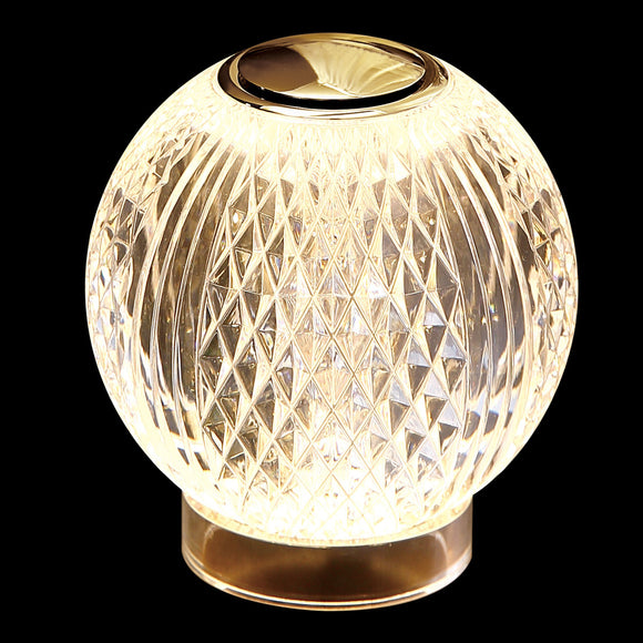 Glittering USB Chargeable LED Globe Table Lamp Gold (1476DIAMT2000)