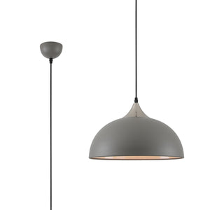 1 Light Small Pendant 38cm, Adjustable E27, Sand Grey/Satin Nickel (1230MAH83A)