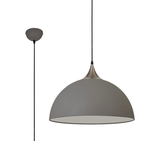 1 Light Large Pendant 50cm, Adjustable E27, Sand Grey/Satin Nickel (1230MAH96A)