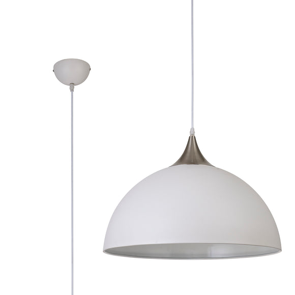 1 Light Large Pendant 50cm, Adjustable E27, Sand White/Satin Nickel (1230MAH97B)