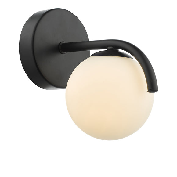 1 Light Wall Light Matt Black and Opal Glass (0183ORL0722)