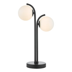 2 Light Table Lamp Matt Black and Opal Glass (0183ORL4222)