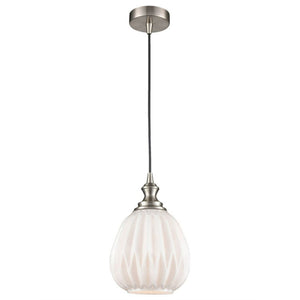 1 Light Pendant - in Satin Nickel and White Matt Glass (0194REF231349)