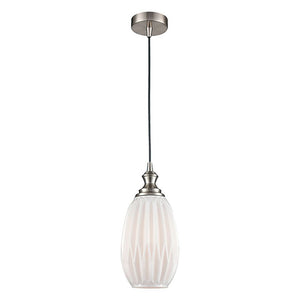 1 Light Pendant - in Satin Nickel and White Matt Glass (0194REF231348)