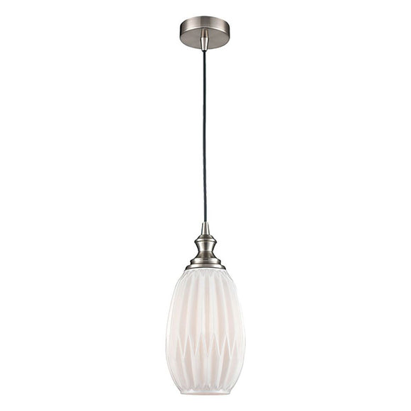 1 Light Pendant - in Satin Nickel and White Matt Glass (0194REF231348)