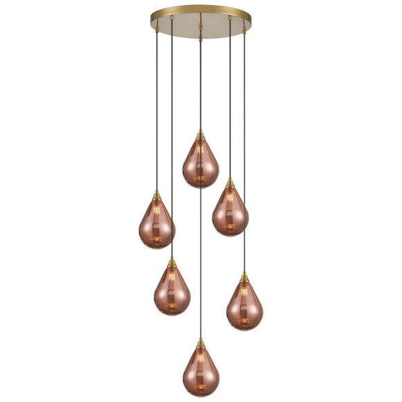 6 Light Spreader in Aged Brass with Copper Glass (0194PER24686357)