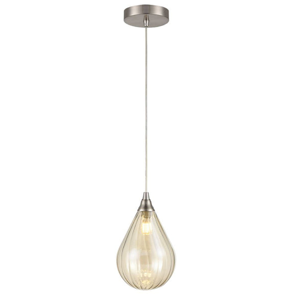 1 Light Single Pendant in Satin Nickel with Amber Glass (0194GALPCH244356)