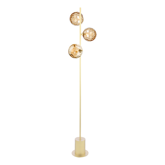 3 Light Floor Lamp Matt Gold & Champagne Dimpled Glass (0183SPI553511)