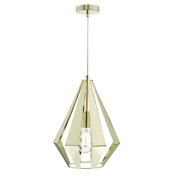 1 Light Pendant Polished Brass - Gold Faceted Panels (0183TES0140)