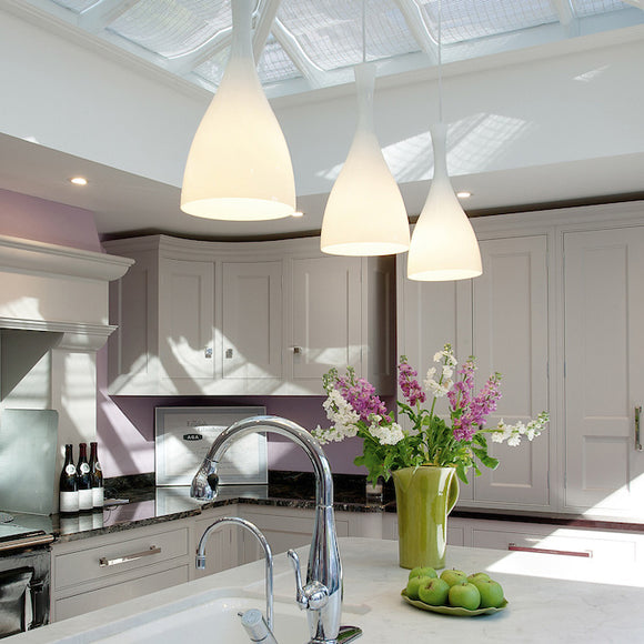 1 Light Pendant in polished chrome with a white glass shade. (0183TON862)