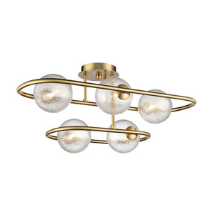 5 Light Semi Flush Ceiling Fitting in Aged Brass (0194TRA24865)