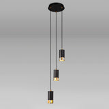 3 Light Round Pendant, GU10, Black/Painted Gold (1230BRE10C)