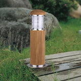 1 Light 24cm Mini Outdoor Pedestal - Teak/ Stainless Steel finish - IP55 (0178POOMB)