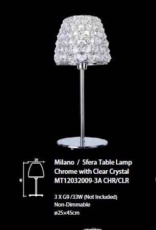 Milano Large Table Lamp in Chrome with Clear Crystals (1476MIL2009-3A ...