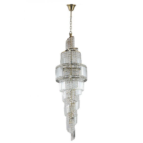 19 Light Chandelier 1600mm Crystal Antique Brass (01529ISL19AB)